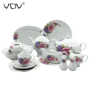 Nieuwe Bone China 47Pcs Custom Desgin Bloem Luxe Porselein Servieset Keramisch