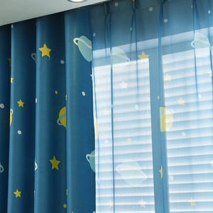 Migliore vendita <span class=keywords><strong>blu</strong></span> pianeta stampato finestra pannelli anello Voile drappeggio <span class=keywords><strong>tende</strong></span> oscuranti per bambini soggiorno camera da letto decorazione della casa - Product Image 5