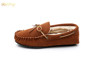 Logo personalizzato Eccellente Della Mucca Pelle Scamosciata di <span class=keywords><strong>Cuoio</strong></span> di Inverno Della Pelliccia Scarpe Casual Mocassino per Gli Uomini - Product Image 4