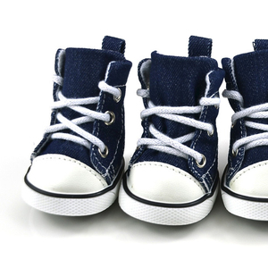 New Outdoor Non Slip Lace up Canvas Denim Blue Pet <strong>Dog</strong> <strong>Shoes</strong> - Product Image 1