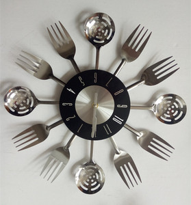 <span class=keywords><strong>Horloge</strong></span> murale décorative avec <span class=keywords><strong>fourchette</strong></span> et couteau, en métal, pour la <span class=keywords><strong>cuisine</strong></span>, nouveauté - Product Image 3