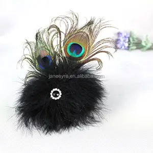 ERXI новый дизайн, Женская вуалетка с перьями павлина и заколкой для волос для свадьбы