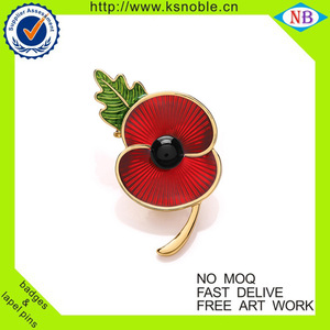 Personnalisé conception pavot en forme de métal émail pin badge pour hommes - Product Image 1