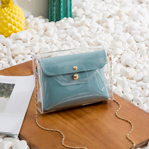 Donne IN PVC trasparente Trasparente del sacchetto di spalla dell'unità di elaborazione Della Catena Della Benna Crossbody bag con sacchetto dell'unità di elaborazione - Product Image 3