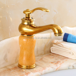 Oro acabado contemporáneo sola manija un agujero baño <span class=keywords><strong>grifo</strong></span> Jade Bowlder piedra vanidad del fregadero del recipiente del <span class=keywords><strong>grifo</strong></span> - Product Image 1