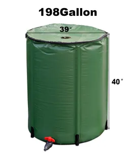 CHIN-UP-colector de agua portátil de barril de lluvia, tanque plegable con filtro de espita, contenedor de almacenamiento de agua, 198 galones