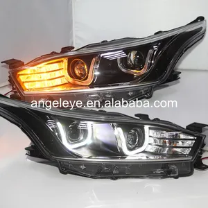 2013-2015 year For TOYOTA Yaris LED U style Angel Eyes Head Lights Head lamp with Projector Lens TLZ