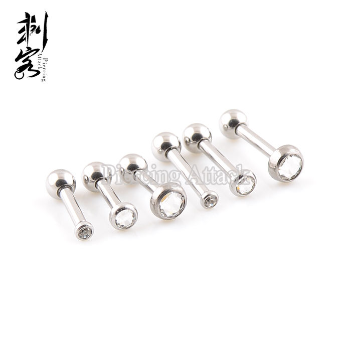 16G Triple Forward Helix Gemmed Tragus Earring Piercing