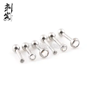 Pendiente de Oreja Tragus de Acero Inoxidable 16G con Triple Hélice y Gema, Joyería para <span class=keywords><strong>Piercing</strong></span> Corporal - Product Image 1