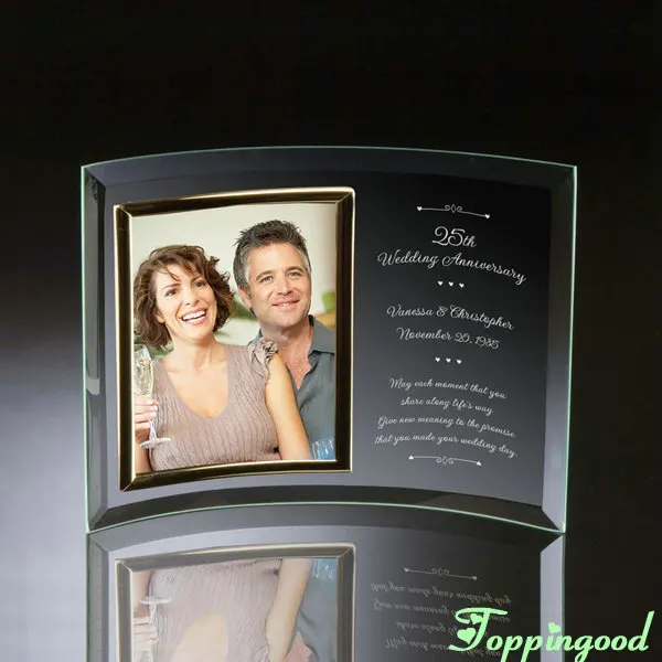 Оптовая продажа, изогнутая стеклянная рамка для фотографий, подарки на годовщину свадьбы