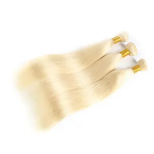 100% 10a 613 Blonde Color Peruvian Straight Remy Unprocessed Weave Human Hair Extensions