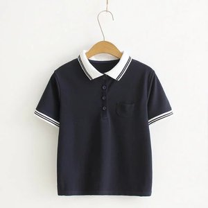 Abbigliamento Estivo per Studentesse, T-shirt con Colletto in Stile Coreano, Design a Blocchi di Colore, Camisa De <span class=keywords><strong>Polo</strong></span>, Top Corto Personalizzato - Product Image 4