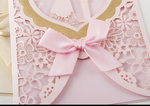 Del cuore del merletto di amore a forma di tema del taglio del laser di carta dell'invito di cerimonia nuziale - Product Image 6