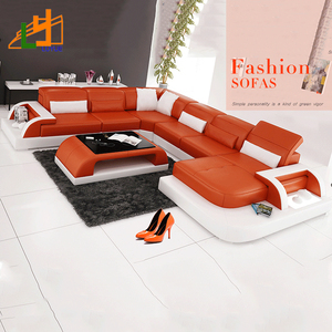 Moderne Coupe Coin Dossier Main-Reste Canapé 7 Places Meubles De Salon Canapé En Cuir Véritable - Product Image 2
