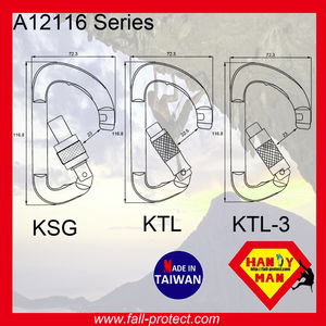 Twist Lock Hook Aluminum Outdoor Sport 25KN D Type Rock Climbing Carabiner - Product Image 6