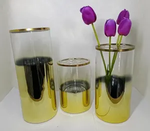 カスタムメッキカラー装飾ゴールドシリンダーガラス花瓶