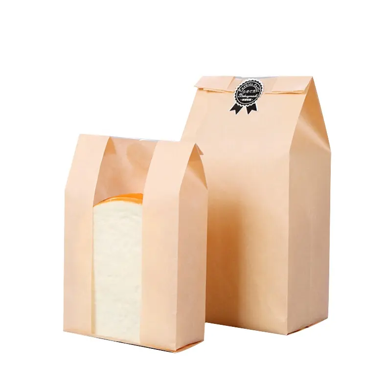 Çevre dostu paket servisi olan restoran tek kullanımlık baskı kraft kağıt ekmek sandviç torbası