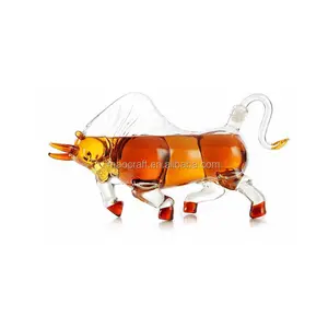 Chất Lượng Cao Bull Hình Thủy Tinh Borosilicate Whiskey Decanter Tay Thổi Thiết Kế Hiện Đại Độc Đáo Trong Suốt Rượu Chai Cho Rượu Vang