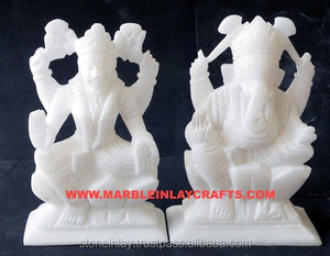 Estatua de mármol blanco Laxmi Ganesha - Product Image 1