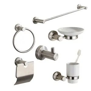 14700 chinese wholesale bathroom fittings names zinc alloy material nickel brush finish bath accessories sets