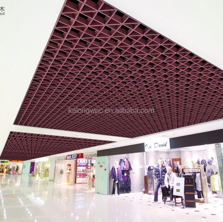 ModernデザインWood PVC Composite Grid Ceiling Houseため室内装飾