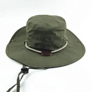Erkekler ve kadınlar Safari güneş şapkası ayarlanabilir askıları ile özel tasarım yüksek kaliteli boş balıkçı kova şapka