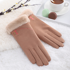 رخيصة لطيف الصوف أرنب الفراء الكفة شاشة تعمل باللمس اليد الشتاء قفازات السيدات الحرارية - Product Image 3