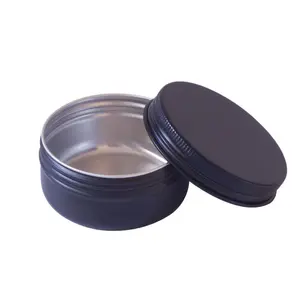 50ML 50G Black Aluminum Jar Round Aroma Candle Pot Candy Box Metal Packing Box Tin Cans Empty Cosmetic Pomade Container