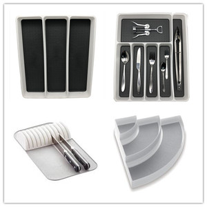 Alfombrilla de plástico segura para cuchillos en cajón con ranura de agarre suave en Color gris, soporta hasta 11 cuchillos - Product Image 4