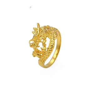 Xuping Schmuck Einzel ring 24 Karat vergoldeten Ring Porzellan Drachen Design Messing Ring