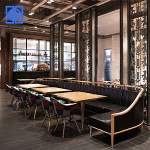 De madera sólida en forma de L restaurante Booth francés de lujo de estilo banquete banco de asientos de comedor - Product Image 2