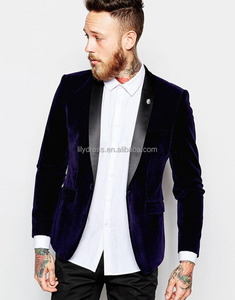 LL016 Groomsmen scialle nero con risvolto da sposo smoking <span class=keywords><strong>velluto</strong></span> viola giacca da <span class=keywords><strong>uomo</strong></span> completo da <span class=keywords><strong>uomo</strong></span> - Product Image 2