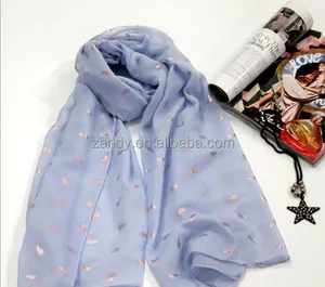 Hot popular new women shiny foil rose gold silver color pineapple printed scarf fashion scarf