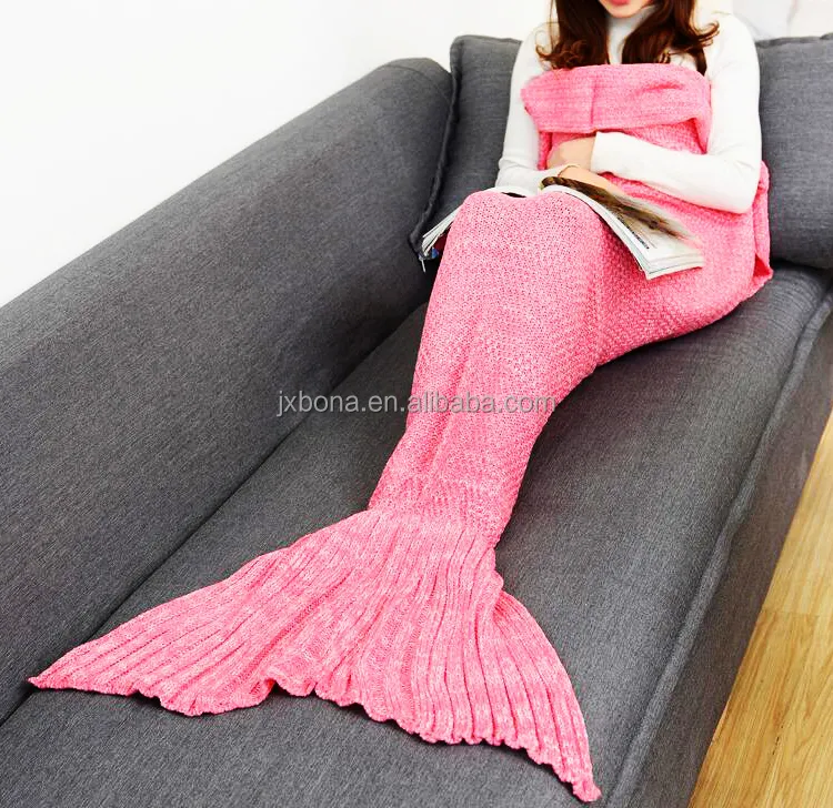 New Arrival Christmas Watching TV Wearable Mermaid Tail Blanket Knit Pattern