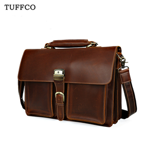 Vintage <span class=keywords><strong>Cuir</strong></span> Véritable de Vache Hommes de <span class=keywords><strong>Serviette</strong></span> <span class=keywords><strong>pour</strong></span> 15 pouces Sac D'ordinateur Portable Avec Serrure - Product Image 2