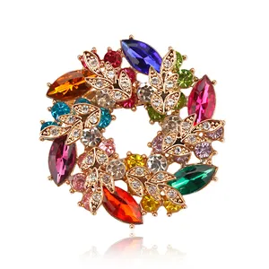 Beautiful Crystal Diamante Floral Garland Flower Brooches in Assorted Colors for Women or Wedding Decoration Jewelry