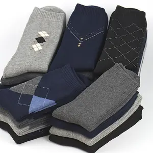 Men Fashion Patterned Solid Stripe Argyle Socks Formal Business Classic Cotton Dress Casual Socks