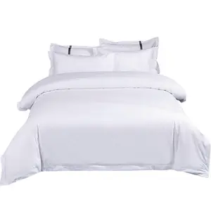 Hot selling white 60s 300TC Satin Oxford style hotel linen duvet cover for hotel