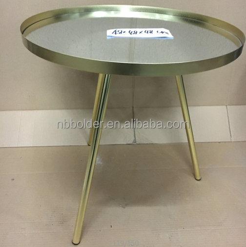 Décor à la maison en métal cadre 3 jambes or chrome finition tour de roulement café thé plateau table d'appoint