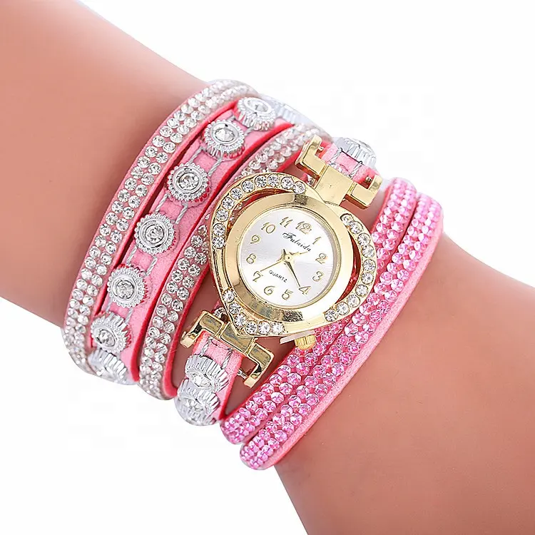 Reloj de pulsera de cuarzo con diamantes de imitación para mujer, pulsera de lujo con números de amor, a la moda, WW005