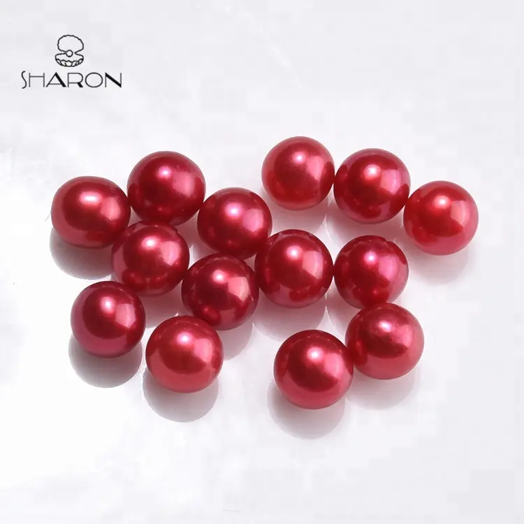 2020 Christmas Color Red Natural Cultured Freshwater Round Dyed Loose Pearl