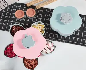 Креативная вращающаяся коробка для хранения конфет с 5 ячейками, тарелка для сушеных фруктов в форме лепестков цветов
