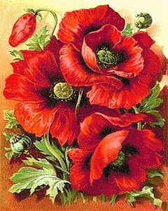 Gz521-40*50 Hoa Màu Đỏ Nghệ Thuật Vẽ Tranh Trên Vải Với Nhựa Kim Cương Tự Làm Sơn Kim Cương Bằng Số - Product Image 1