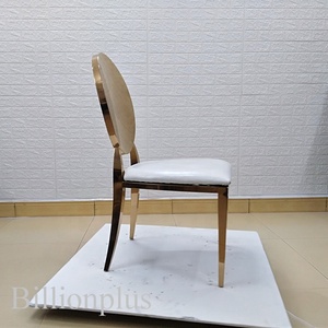 Gelin damat için 2019 Modern paslanmaz çelik altın deri sandalyeler yüksek kalite taç kraliyet yemek çağdaş tasarım düğün parkı - Product Image 5