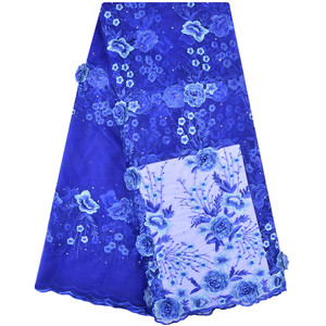 Tissu de dentelle brodée africaine avec fleurs 3D perlées Tissu de dentelle Tulle Robes de Dubaï pour femmes <span class=keywords><strong>1233</strong></span> - Product Image 3