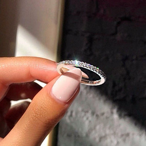 <span class=keywords><strong>Anello</strong></span> <span class=keywords><strong>Sottile</strong></span> Rotondo alla Moda per Donna, Gioiello in <span class=keywords><strong>Argento</strong></span> con Pietra CZ, Vendita Calda 2019 - Product Image 3