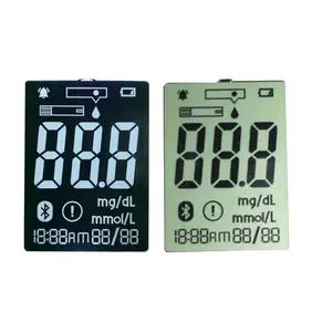 Cheap customised TN STN small Lcd glass backlight with rubber zebra top contact connector custom blood glucometer lcd display