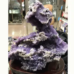 Hermoso púrpura natural de ágata áspero piedra de cristal grande adorno para el hogar Decoración