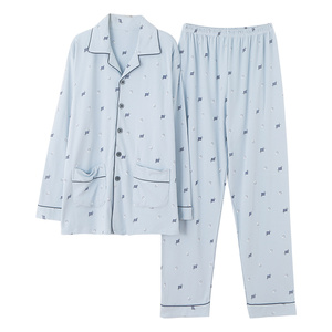 Commercio all'ingrosso a maniche lunghe carino <span class=keywords><strong>100</strong></span>% degli uomini del <span class=keywords><strong>cotone</strong></span> di griglia degli indumenti da notte <span class=keywords><strong>pigiama</strong></span> a casa - Product Image 3