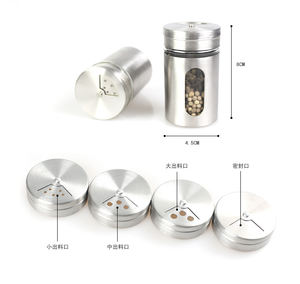 Assortiment de pots à épices en verre avec couvercles métalliques, Shaker de luxe, pour la cuisine, vente en gros, pièces - Product Image 2